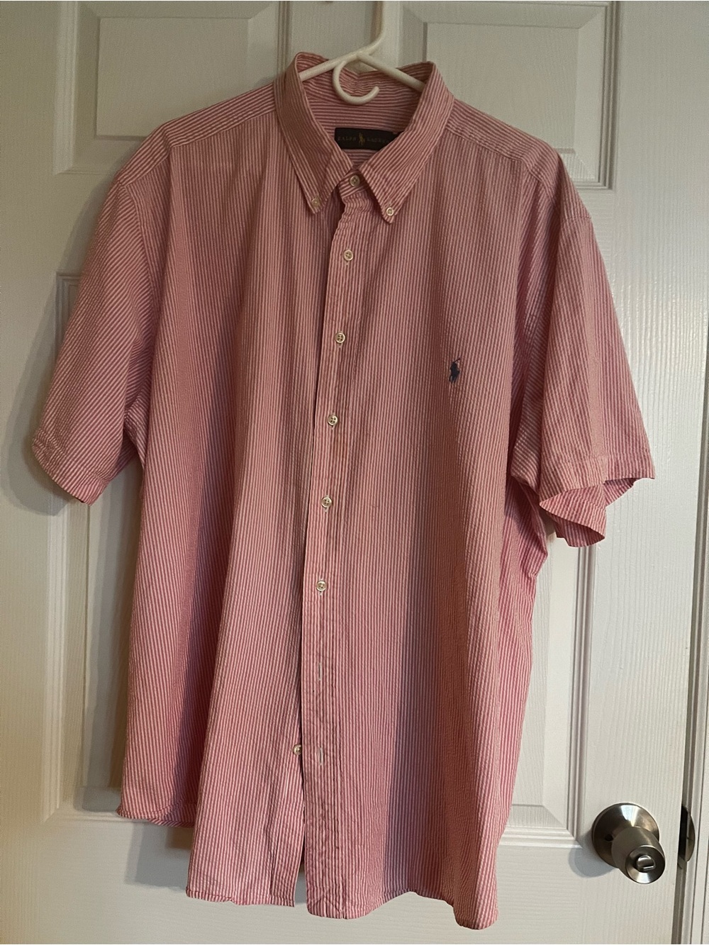 Ralph Lauren Pink Striped Short-Sleeve Button-Down Shirt